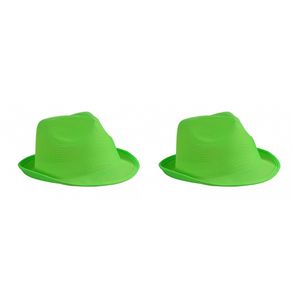 2x stuks trilby feesthoedje lime groen voor volwassenen