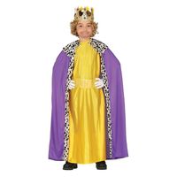 Koning mantel paars met geel verkleedkostuum voor kinderen 10-12 jaar (140-152)  -