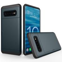 Schokbestendig robuuste Armor beschermende case voor Galaxy S10 met kaartsleuf (marineblauw)