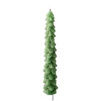 LED kerstboom dinerkaars - groen - 29 cm - batterijen - timer - kerstdiner kaars - kerstkaars