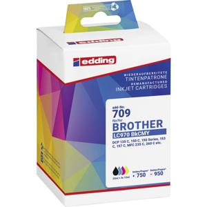 Edding Inktcartridge vervangt Brother LC-970BKCMY Compatibel Combipack Zwart, Cyaan, Magenta, Geel EDD-709 18-709