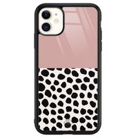 iPhone 11 glazen hardcase - Pink dots iPhone 11 glazen hardcase - Pink dots