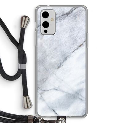 Witte marmer: OnePlus 9 Transparant Hoesje met koord