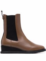 Ferragamo bottines compensées en cuir - Marron