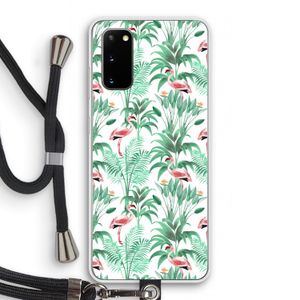 Flamingo bladeren: Samsung Galaxy S20 Transparant Hoesje met koord