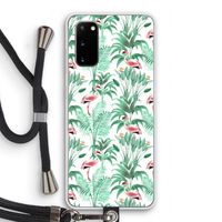 Flamingo bladeren: Samsung Galaxy S20 Transparant Hoesje met koord