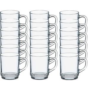 Duralex Theeglazen Versailles - 18x stuks - glas - 260 ml - transparant - met oor