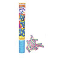 Party popper/confetti shooter - verjaardag 18 jaar - papier - multi kleuren - 40 cm