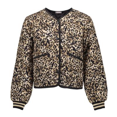 Geisha winter bomberjas meisjes - zwart/zand - luipaard