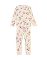 HEMA Kinderpyjama Rib Bloemen Gebroken Wit (gebroken wit)