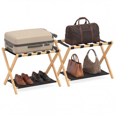 Tweelaags Bagagerek Met Stoffen Planken Opvouwbaar Bagagerek 68×46×53cm