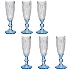 Luxe Monaco serie Champagneglazen set 12x stuks op blauwe voet 180 ml