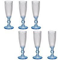 Luxe Monaco serie Champagneglazen set 12x stuks op blauwe voet 180 ml - thumbnail