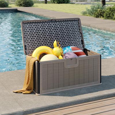 Tuinbox 378 L Kussenbox Waterdicht voor Tuin met Afsluitbaar Deksel Opbergbox voor Kussens Bruin