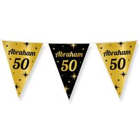 Paperdreams Vlaggenlijn - luxe Abraham/50 jaar feest- 10m - goud/zwart - folie   - - thumbnail