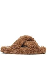 Apparis Biba faux-fur crossover slippers - Marron - thumbnail