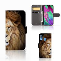 Samsung Galaxy A40 | Telefoonhoesje | Met pasjeshouder | Leeuw