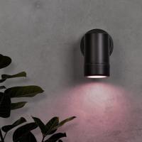 Otey - Smart LED LED Wandlamp Zwart - Downlight - GU10 5,5 Watt 345 lumen - RGB WW - Wifi/Bluetooth - IP44 waterdicht - Voor binnen & buiten - Wandspot - Polycarbonaat