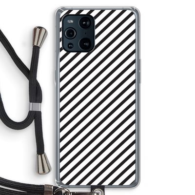 Strepen zwart-wit: Oppo Find X3 Transparant Hoesje met koord