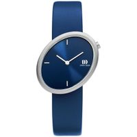 Danish Design IV22Q1284 Horloge Ellipse staal-leder zilverkleurig-blauw 27,5 mm - thumbnail