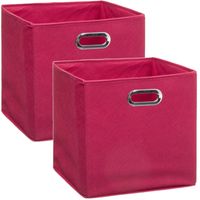 Set van 4x stuks opbergmand/kastmand 29 liter framboos roze linnen 31 x 31 x 31 cm