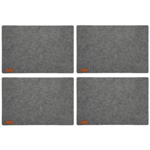 Placemats/onderleggers voor op tafel - 8x stuks - grijs - 30 x 45 cm - met ronde hoeken