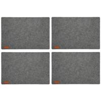 Placemats/onderleggers voor op tafel - 8x stuks - grijs - 30 x 45 cm - met ronde hoeken