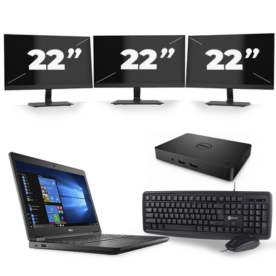 Dell Latitude 5480 - Intel Core i5-7e Generatie - 14 inch - 8GB RAM - 256GB SSD - Windows 11 + 3x 22 inch Monitor