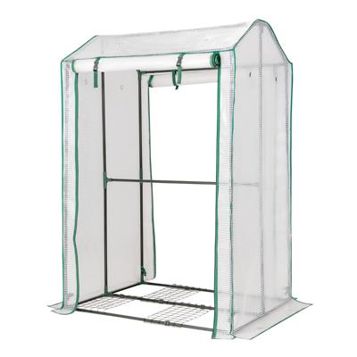 100cm x 81cm x 150cm Buitenserre Inloopserre met 2 Oproldeuren met Ritssluiting PE-Rooster Dekking & 8 Luchtgaten Wit