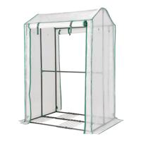 100cm x 81cm x 150cm Buitenserre Inloopserre met 2 Oproldeuren met Ritssluiting PE-Rooster Dekking & 8 Luchtgaten Wit