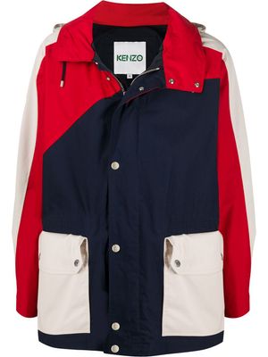 Kenzo parka longue colour block - Bleu