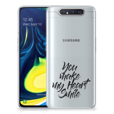 Samsung Galaxy A80 | Siliconen hoesje | met naam Heart Smile Samsung Galaxy A80 | Siliconen hoesje | met naam Heart Smile