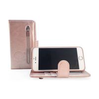 Apple iPhone 12 Mini - Rosé Gold Leren Rits Portemonnee Hoesje - Lederen Wallet Case TPU meegekleurde binnenkant - Book - thumbnail