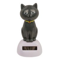 Out of the Blue - Solar bewegend katje - grijs 12 cm - Huis katten beeldjes/cadeau