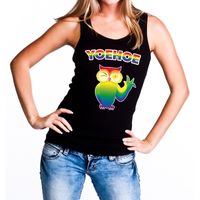 Yoehoe gay pride tanktop met knipogende uil zwart voor dames