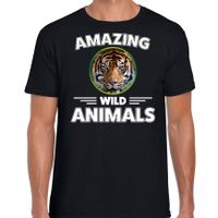 T-shirt tijgers amazing wild animals / dieren zwart voor heren - thumbnail