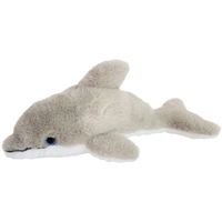 Inware pluche dolfijn knuffeldier - grijs/wit - zwemmend - 26 cm   -