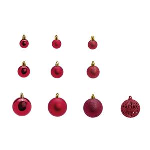 G. Wurm Kerstballen -set 100x st - bordeaux rood - 3,4,6 cm - kunststof   -