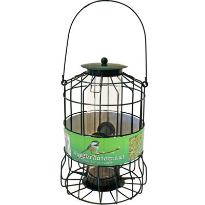 Vogel voedersilo - groen - 36cm - metaal - voor kleine vogels geschikt