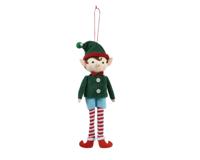 Kersthanger elf met een groen shirt 23 cm
