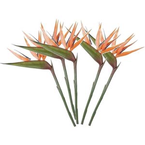 5x Oranje strelitzia/paradijsvogelbloem kunstbloemen 90 cm