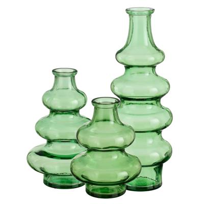 Bloemenvaas Sira - 3x - transparant glas - groen - 3 maten - vaas - sierlijk model
