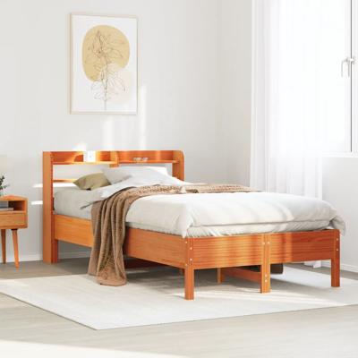 Bedframe zonder matras massief grenenhout wasbruin 120x200 cm