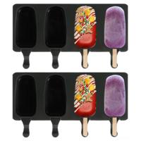 Ruhhy ijsvorm - 2x - siliconen - ijsjes - 25 x 15 cm - incl 100 stokjes - 4 x 80 ml