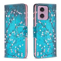 Motorola Moto G34 Wonder Series Portemonnee Hoesje - Witte Bloemen