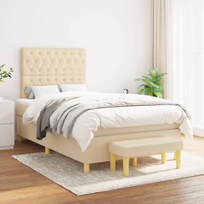 Boxspring met matras stof crèmekleurig 120x200 cm
