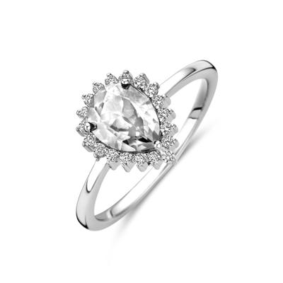 Gerhodineerde 925 Zilveren Ring met Zirkonia - 11,5 x 9,5 mm