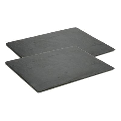 Arte serveerplank - 2x stuks - grijs - leisteen - 30 x 40 cm - voedsel presenteren - antraciet