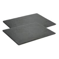 Arte serveerplank - 2x stuks - grijs - leisteen - 30 x 40 cm - voedsel presenteren - antraciet