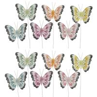 Decoris decoratie vlinders - op draad - gekleurd mix - 12x stuks - 8 cm - Lente - Zomer - versiering Decoris decoratie vlinders - op draad - gekleurd mix - 12x stuks - 8 cm - Lente - Zomer - versiering